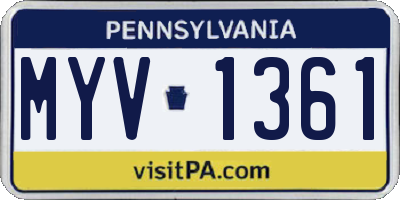 PA license plate MYV1361