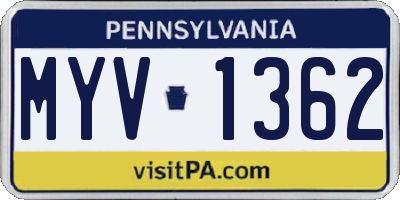 PA license plate MYV1362