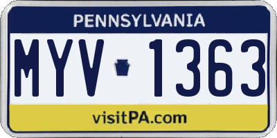 PA license plate MYV1363