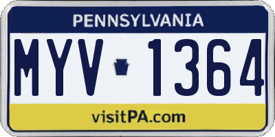 PA license plate MYV1364