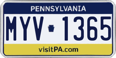 PA license plate MYV1365