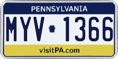 PA license plate MYV1366