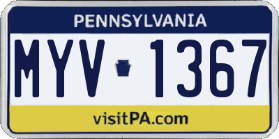 PA license plate MYV1367