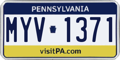 PA license plate MYV1371