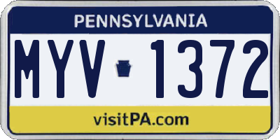 PA license plate MYV1372