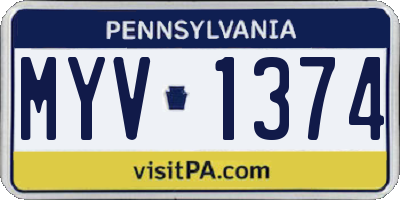 PA license plate MYV1374