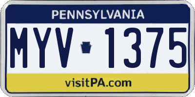 PA license plate MYV1375