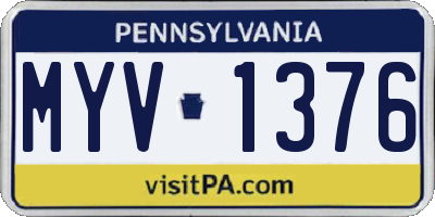 PA license plate MYV1376