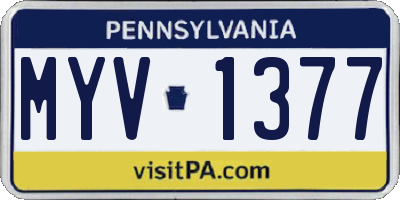 PA license plate MYV1377