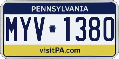 PA license plate MYV1380