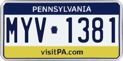 PA license plate MYV1381