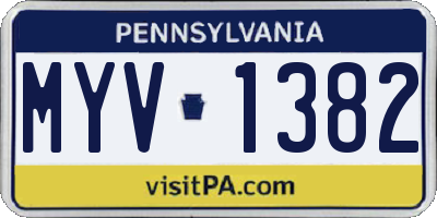 PA license plate MYV1382