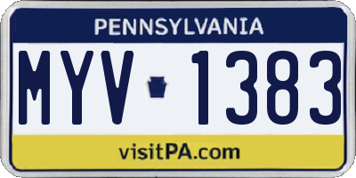 PA license plate MYV1383