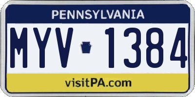 PA license plate MYV1384
