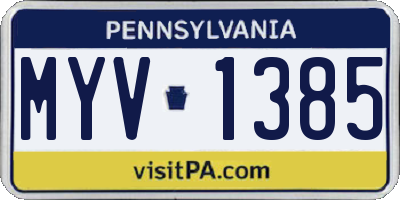 PA license plate MYV1385
