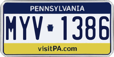 PA license plate MYV1386