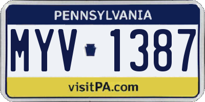 PA license plate MYV1387