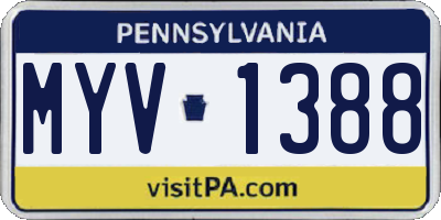 PA license plate MYV1388