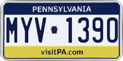 PA license plate MYV1390