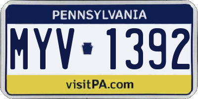 PA license plate MYV1392