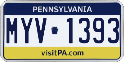 PA license plate MYV1393