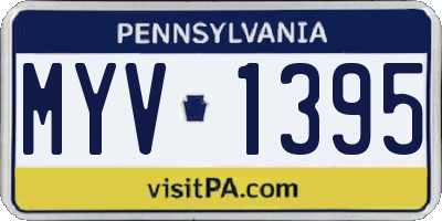 PA license plate MYV1395