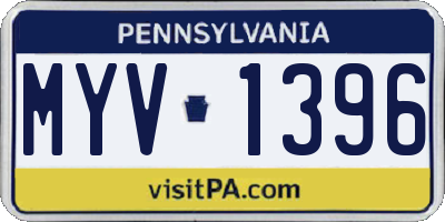 PA license plate MYV1396