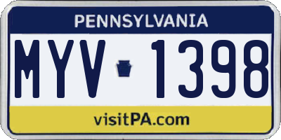 PA license plate MYV1398