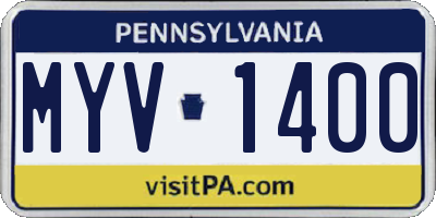 PA license plate MYV1400