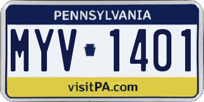 PA license plate MYV1401