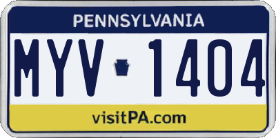 PA license plate MYV1404