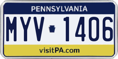 PA license plate MYV1406