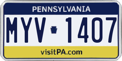PA license plate MYV1407
