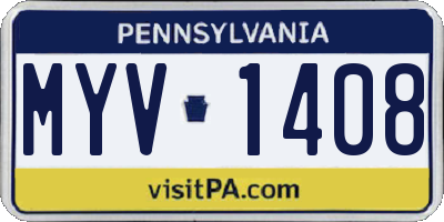 PA license plate MYV1408