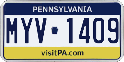 PA license plate MYV1409