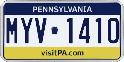 PA license plate MYV1410