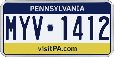 PA license plate MYV1412
