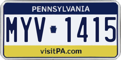 PA license plate MYV1415