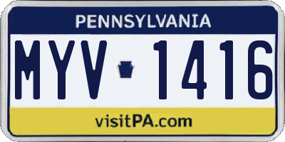 PA license plate MYV1416