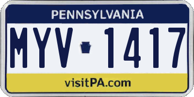 PA license plate MYV1417