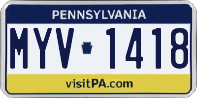 PA license plate MYV1418