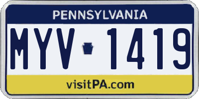 PA license plate MYV1419