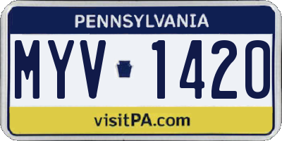 PA license plate MYV1420