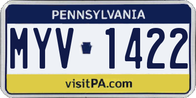 PA license plate MYV1422