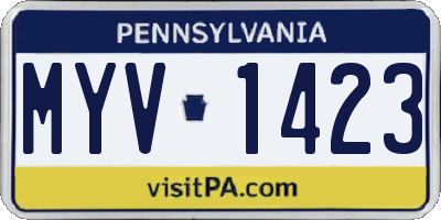 PA license plate MYV1423