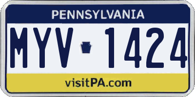 PA license plate MYV1424