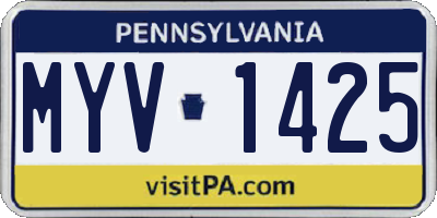 PA license plate MYV1425