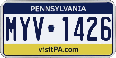 PA license plate MYV1426