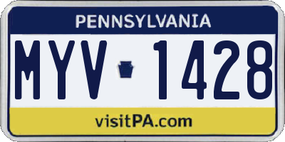 PA license plate MYV1428