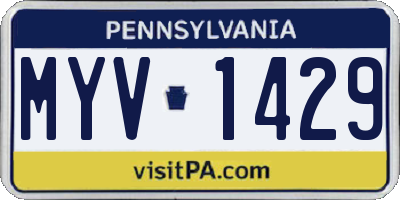 PA license plate MYV1429